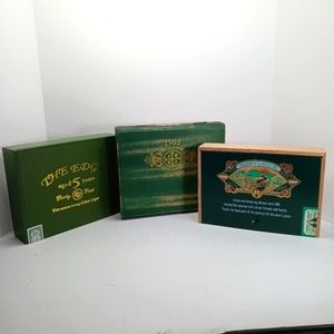 CIGAR BOXES Lot of 3 Green Wooden EUC Elegant Unique Gift Sto